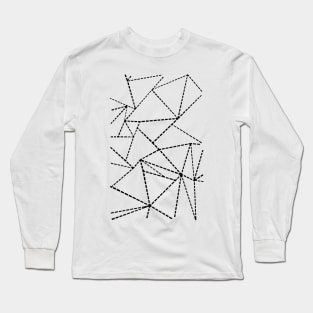 Abstract Dotted Lines Black on White Long Sleeve T-Shirt